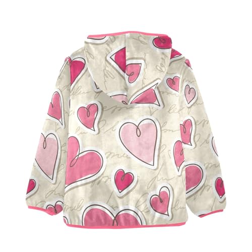OTVEE Valentine Pink Heart Kids Hoodie Jackets Fall Spring Full Zip Warm Outwear Coat2