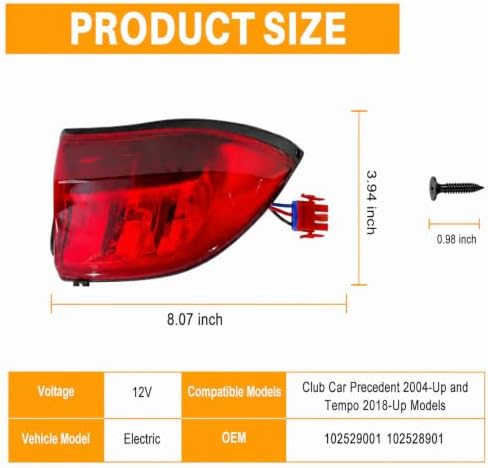 Golf Cart LED TailLights for Club Car Precedent 2004-Up and Tempo 2018-Up - 1