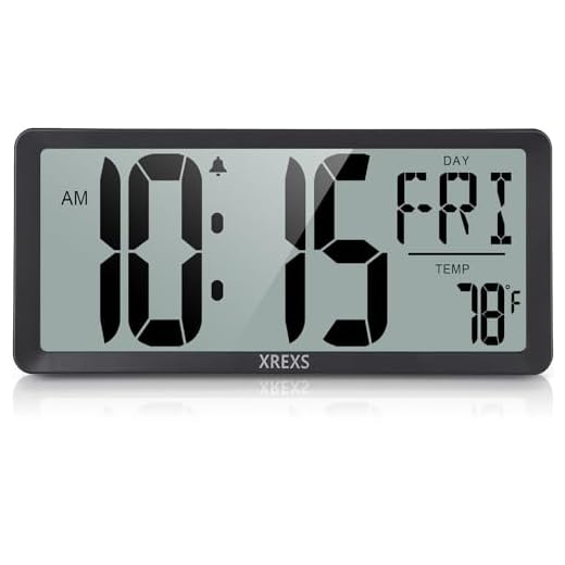 XREXS Large Digital Wall Clock, Battery Operated Alarm Clocks for Bedroom Home Decor, Count Up & Down Timer, 14.17 Inch Large LCD Screen with Time/Calendar/Temperature Display (Batteries Included)