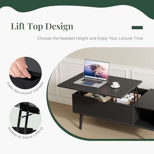 HAPPYMONT Coffee Table with Hidden Storage for Living Room, Home by HAPPYMONT - Used condition - Image 3