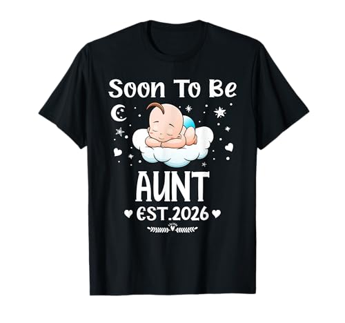 Pronto To Be Aunt EST. 2026 Corazones lindos del Día de la Madre Camiseta