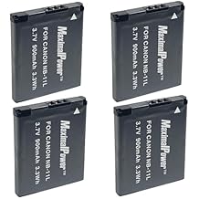 MaximalPowerTM 4-Pack Replacement Battery for Canon NB-11L/NB-11LH and Canon PowerShot A2300 is, A2400 is, A2500, A2600, A3400 is, A3500 is, A4000 is, ELPH 110 HS,ELPH 115 HS