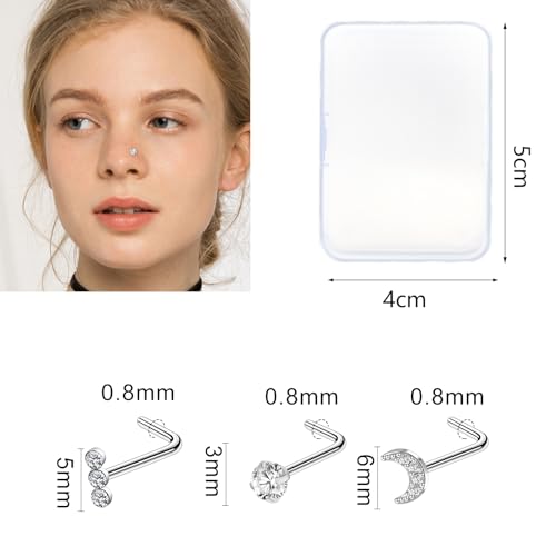 ONESING 36-44 Pcs 18G 20G Nose Rings Studs Nose Rings for Women Nose Piercings Jewelry Surgical Stainless Steel Nose Studs Moon Star Heart Butterfly Hypoallergenic Body Piercing Jewelry for Women Men3