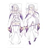 MISAKI1987 Emilia Anime Girl Dakimakura Hugging Body Pillow Case Cover 150cm X 50cm (2way, 1)