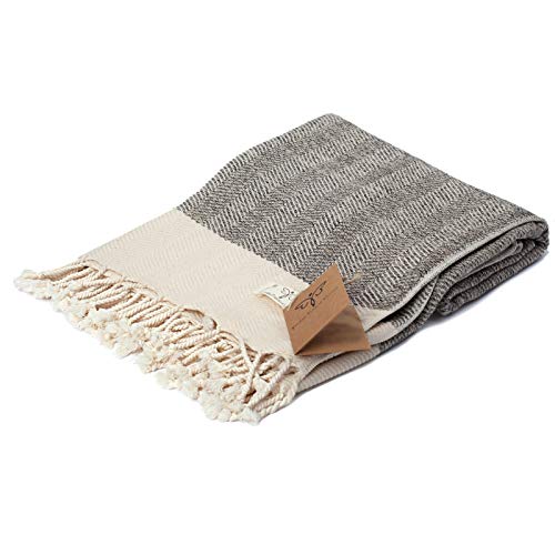 Smyrna Original Turkish Throw Blanket Herringbone Series | 100% Cotton, 60 X 80 Inches | Vintage Boho Throw Blankets For Couch, Sofa, Bed, Farmhouse And Home Decor (Beige,60X80) #TOP6