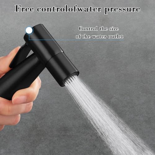 Miniatura 7 de Lhdfyqt Cabezal De Ducha O Bidet Pulverizador, Ducha Wc, Grifo De Bidet Con Manguera 2m, Kit De Rociador De Mano Para Inodoro Kit De Rociador De Bidet De Acero Inoxidable, Para Higiene Diaria Negro