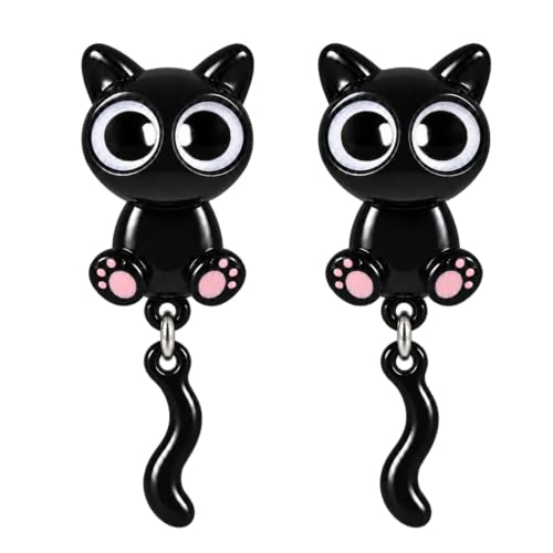 Black Cat Earrings for Women, Halloween Earrings, Christmas Jewelry Gift