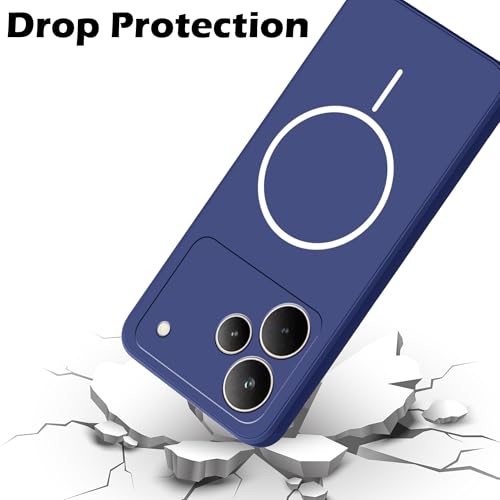 Image of amazon basics Back Cover for Realme P4 5G | Ultra Slim Soft Rubberised Case | Magsafe Logo Printed (Not Magsafe Compatible) | Camera Protection - Blue