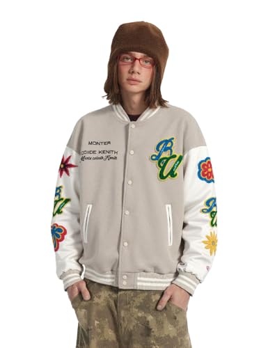 Silent Vortex Men Teen Y2k Vintage Streetwear Varsity Jacket Color Block Letter Graphic Leather Baseball Coats