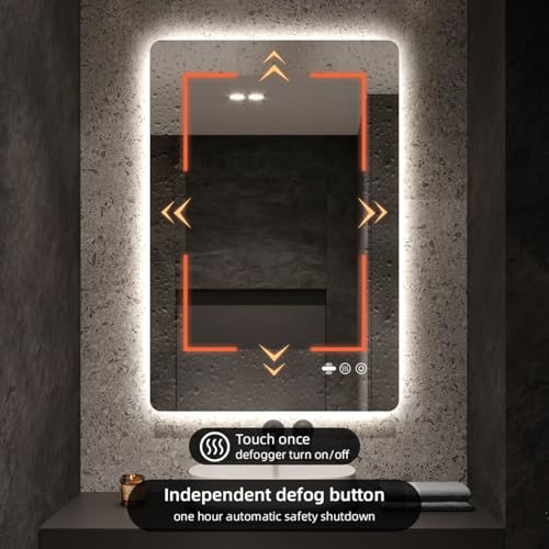 nolsia LED Bathroom Mirror with Lights, 32"x24" Smart Backlit Mirror with Auto Sensor Light, Anti-Fog, Wall-Mounted HD Mirror, Shatter-Proof, 3-Color Stepless Dimmable, Memory, UL-Listed by nolsia - Image 7