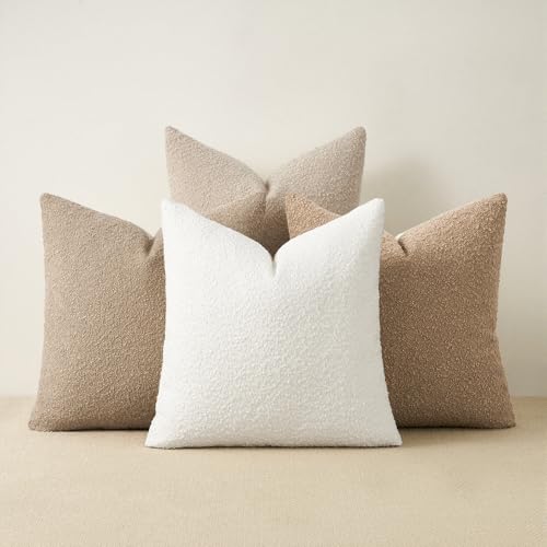Topfinel Pack of 4 Throw Pillow Covers 20x20 Inch Neutral