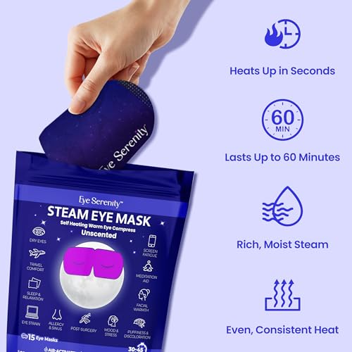 Image of LURE Eye Serenity Steam Eye Mask, Heated Eye Mask, Self Heating Warm Compress for Dry Eyes, Fast Relief for Stye, Puffy Sensitive Eyes, Moist Heat, Gift for Women and Men - Unscented