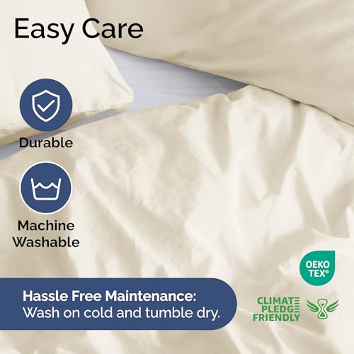 Image of Duvet Cover Cal King Size Set - Extra Soft Cal King Duvet Cover 104 inch x 98 inch with 2 Pillow Shams for Women, Men, Kids & Teens - Hotel Luxury w / Zipper Closures & Ties - Comfy & Breathable (Off White)