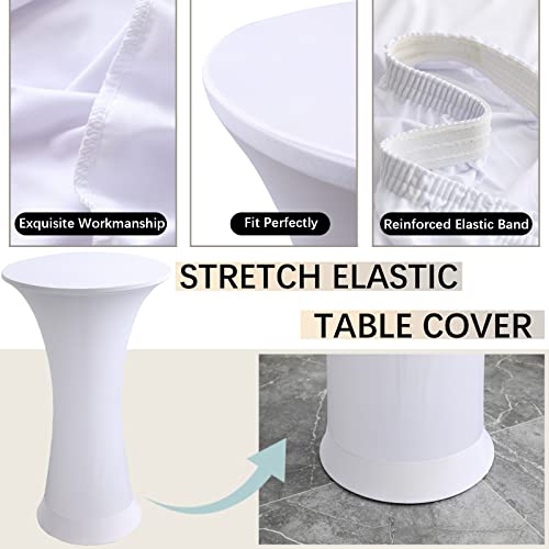 Image of Cocktail Table Covers - 2 Pack 24 inchx43 inch Fitted Highboy Tablecloth - White
