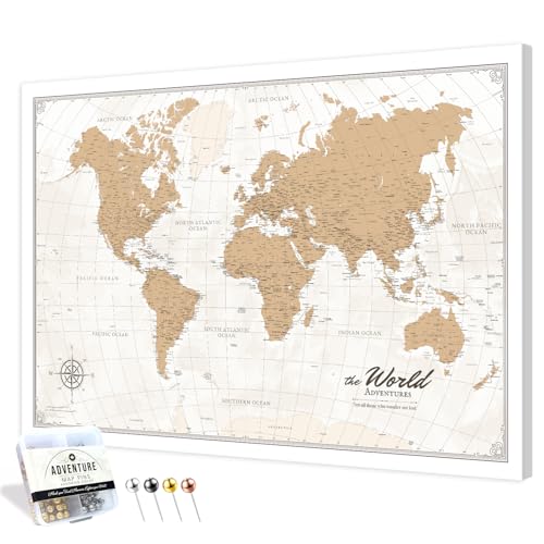 IPIC Vintage World Travel Map with Pins