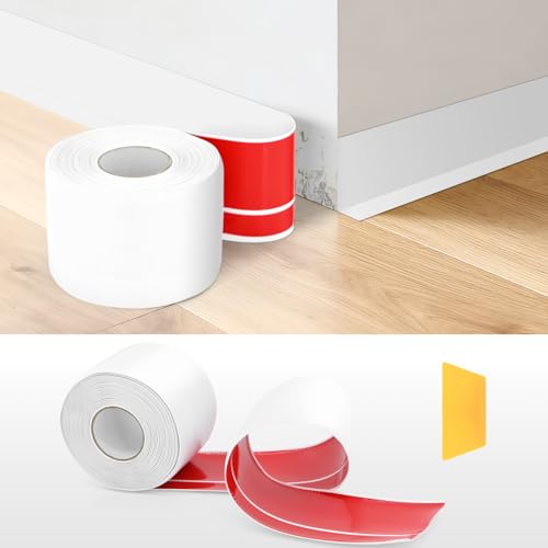 Zócalo autoadhesivo, 18 m, de PVC, 50 x 20 mm, resistente al agua, flexible, fácil montaje, renovación DIY para cocina, baño, pared, suelo, color blanco
