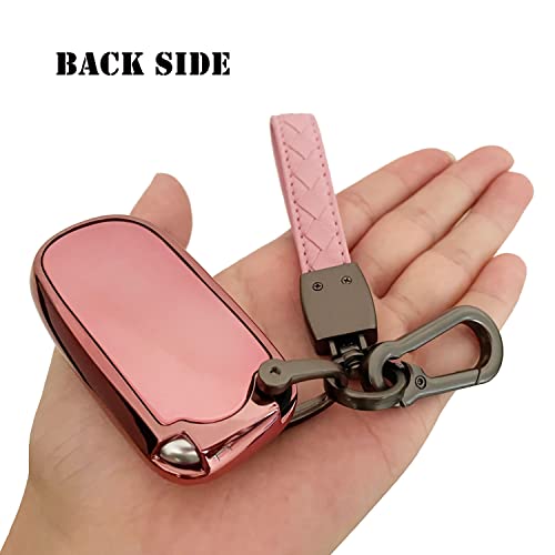 Tandrive Key Fob Cover Compatible With 2023-2015 Jeep Cherokee Grand Cherokee Compass Renegade Dodge Charger Durango Challenger Ram Chrysler 300(3 4 5-Button, Pink) #TOP2