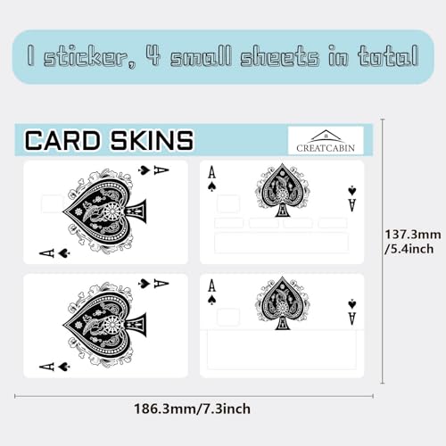 CREATCABIN Spade A Card Stickers Skin Playing Ace Card Cover Waterproof Bank Transportation Key Debit Credit Card Skin Decals Protecting Personalizing Card Sticker No Bubble for Card Decor 7.3x5.4Inch - Image 2