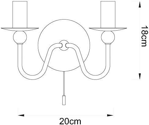 National Lighting Juan Decorative Silver Chrome Twin E14 LED Compatible Wall Light with Pull Cord Switch