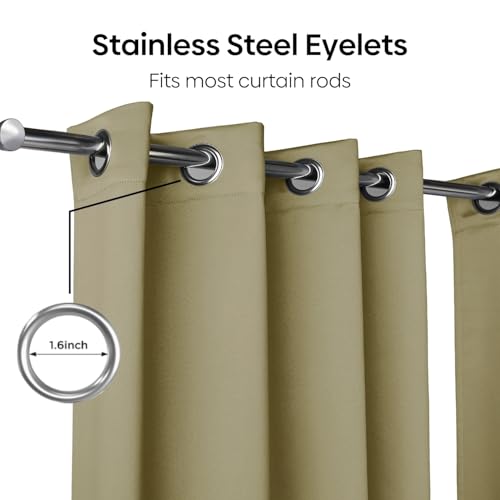 Image of haus & kinder Blackout Curtains 7 feet Long, Door Curtains 7 Feet Set of 2, Blackout Curtain,100% Room Darkening Door Curtain (Pista Green, 114x213 CM)
