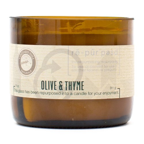 Paddywax Vineyard Hill Naturals Repurposed Glass Jar Candle, 11-Ounce, Olive and Thyme