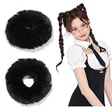 Black Fuzzy Scrunchies Halloween Christmas Scrunchie Hair Accessories Furry Hair Ties for Girls Cute