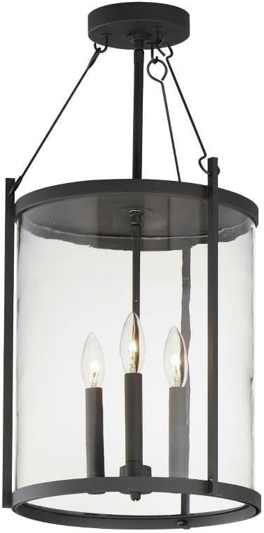 Maxim Lighting Belfry 3-Light Pendant Light | Black Aluminum Finish | Glass Shade | Transitional Indoor Light Fixture | Ideal for Kitchen Islands & Dining Rooms | Damp Rated | 30069CLBK