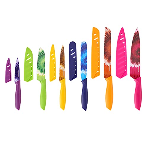 Farberware Tie Dye Pattern Knife Set With Shears And Blade Covers, 12-Piece, Multicolor #TOP17