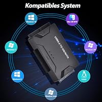 Amtake USB 3.0 zu IDE/SATA Festplatte Adapter Für 2,5 und 3,5-Zoll HDD/SSD, USB SATA Adapter Konverter Kompatibel mit Windows 10/8/7/XP/Vista, Mac OS, Linux Usw(Mit 12V 2A Netzteil) – Ansicht 4