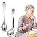 Jecompris Abgewinkelter LöFfel FüR Senioren Edelstahl Adaptives Besteck FüTterungslöFfel Patienten Esshilfe Ergonomisch Gebogenes Hilfsgeschirr FüR SelbsternäHrung