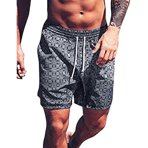 ORANDESIGNE Mens Swim Shorts Boys Swimming Trunks Quick Dry Beach Leisure Shorts Swimwear Casual Pants with Adjustable Drawstring Grey X-Small Cover