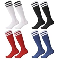 Utensilsto 4 Paare Fußball socken Kinder, Fußballsocken Jungen Lange Fussball Socken Sportsocken Trainingssocken für Jungen Mädchen Fußballtraining, Laufen, Sport