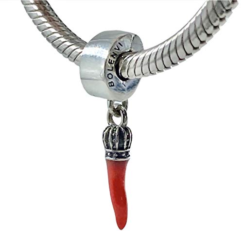 BOLENVI Red Chili Pepper Italian Horn Cornicello 925 Sterling Silver Dangle Pendant X Charm Bead For Pandora & Similar Charm Bracelets or Necklaces2