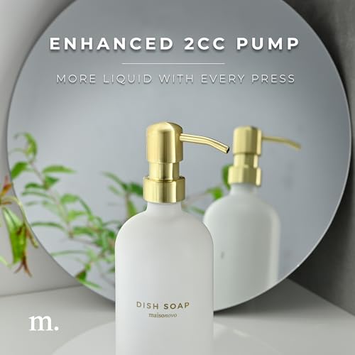 MaisoNovo Soap Dispenser 3-Piece Set | 16.9oz White Bottles with Gold Stainless Steel Pump Core by MaisoNovo - Used condition - Image 4
