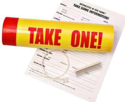 HY-KO Products 22130 TAKE ONE Real Estate Literature Holder 15" L & 3" Diameter Red/Yellow, 1 Each