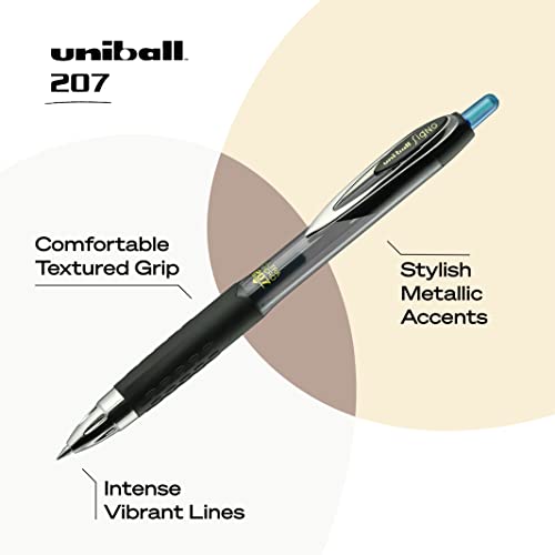 Image of uniball 207 Retractable Gel Pens, Ultra Micro Point (0.38mm), Blue, 12 Pack
