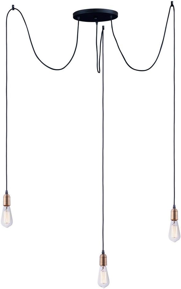 Maxim Lighting Early 3-Light Pendant Light | Black/Antique Brass Steel Finish | Transitional Indoor Light Fixture | Ideal for Kitchen Islands & Dining Rooms | Dimmable | 12123BKAB