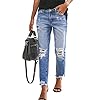 Sidefeel-Womens-Loose-Boyfriend-Jeans-Stretchy-Ripped-Distressed-Denim-Pants-S-2XL Sidefeel Women Loose Floral Patchwork Destroyed Mid-Waist Jeans Denim Pants Large Black