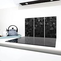 Herdabdeckplatten 3-teilig 90x52 cm Ceranfeldabdeckung Schwarz – Ansicht 3
