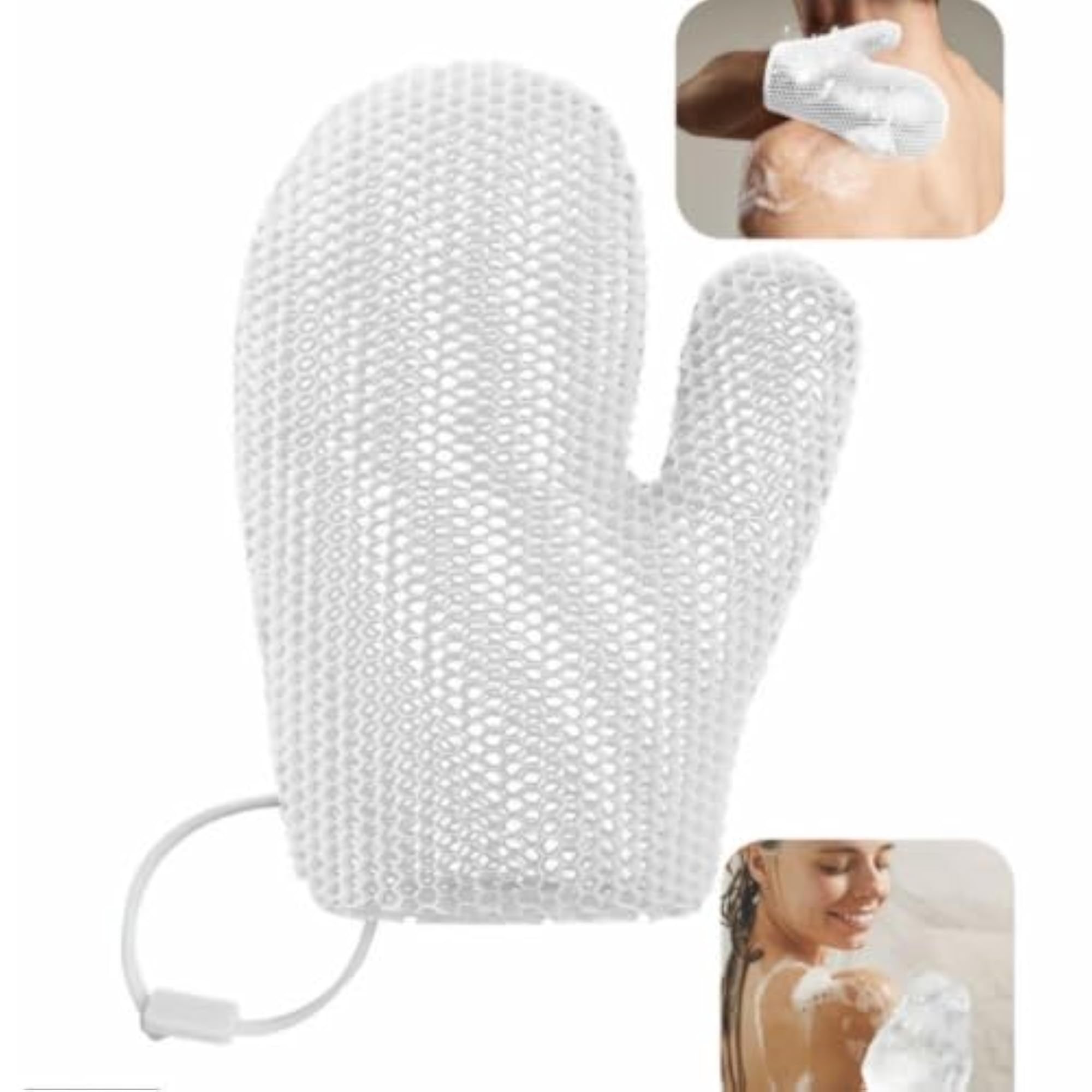 Bath Exfoliating Glove Thumb Section Mesh Scrubber Blue
