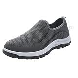 Pantuflas transpirables, zapatos casuales con parte superior de punto elástico, punta redonda, zapatillas ligeras de uso diario para paseos por la ciudad y viajes, gris, 43 EU