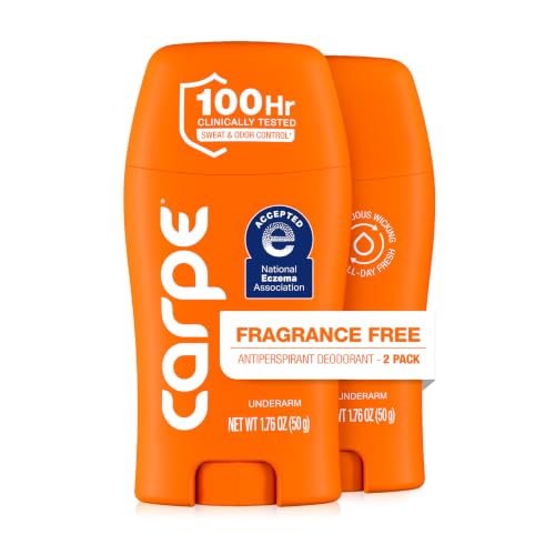 Carpe 100-Hour Antiperspirant Deodorant, Fragrance Free - 2 Pack