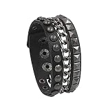 XUEQI Punk Rock Faux Leather Rivet Spike Studded Bracelet Gothic Biker Strap Cuff Buckle Wristband B