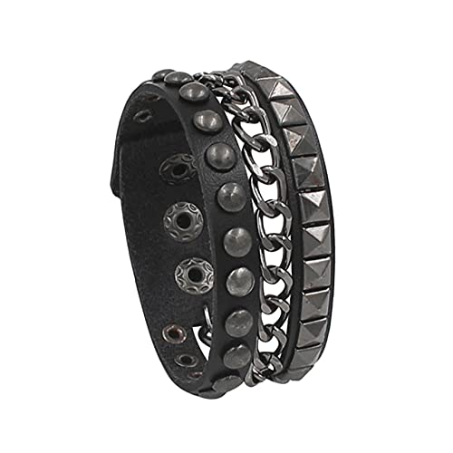 Xueqi Punk Rock Faux Leather Rivet Spike Studded Bracelet Gothic Biker Strap Cuff Buckle Wristband Bracelet For Men Women Girls Boys Hip Hop Unisex Jewelry Gift #TOP2