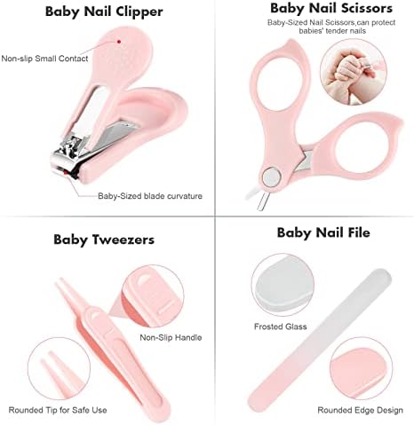 DOOGAXOO Child Nail Clippers, 4-in-1 Secure Child Nail Equipment with Cute Case, Nail Clipper, Scissors, Tweezers, Child Nail File Set for New child, Toddler, Toddler and Youngsters-Pink 6 41AwDDnMLpL. AC