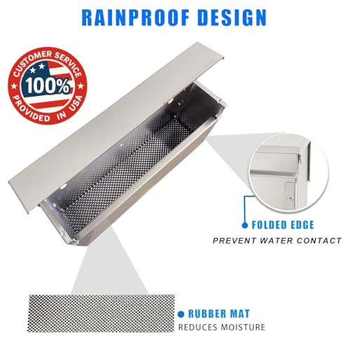 Image of 304 Stainless Steel Outdoor Mailbox with Rain Cover | Wall-Mount Large-Capacity Mailbox with Rust-Resistant Design for Homes, Apartments, Offices & Businesses, Silver