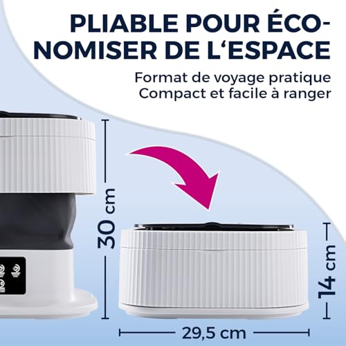 CLEANmaxx Mini machine à laver idéale pour les déplacements | Machine à laver mobile avec 2 programmes de lavage et un essorage | Pliable et silencieuse | Pour jusqu'à 1 kg de linge | Convient pour le – Image 3