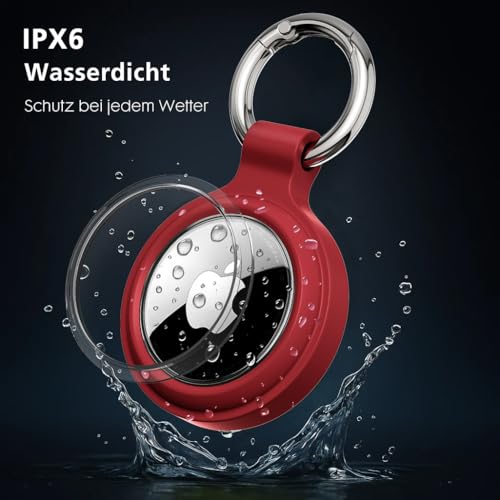 Hülle für Apple AirTag Schlüsselanhänger - IP67 wasserdichte Hülle mit 360° stoßfestem Rundumpanzer - Airtag Anhänger für Schlüssel, Koffer, Hundehalsband & Kinder (4er Set)