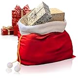 COM-FOUR® Bolsa navideña Noble XXL hecha de terciopelo con cordón y pompones - Bolsa de regalo para Navidad - Bolsa de Papá Noel para rellenar para disfraz (1 pieza - cordón dorado)