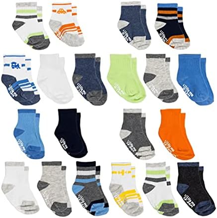 So'dorable 20 Pack Baby Newborn Infant Toddler Boys Socks – Assorted Size Pack (0-12 Months & 12-24 Months) with Elastic Cuff, Non-Skid Pattern, Non-Shrink
